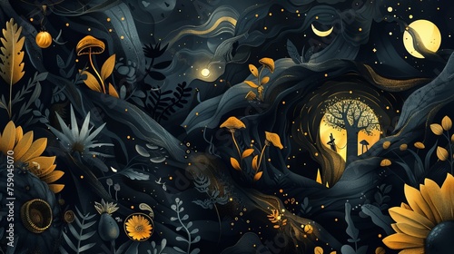 Abstract Black and Gold Background