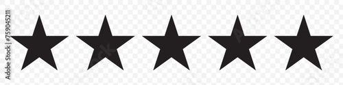 Star icon. Vector isolated five stars. Customer feedback concept. Vector 5 stars rating review. Quality shape design on white background used in web in eps 10.