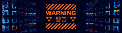 Datacenter Servers Under Hackers Attack WARNING Message. Hacker Attack. Danger Sign. Database Phishing Attack. Privacy Data Breach. Computer Security Concept. Vector Illustration.