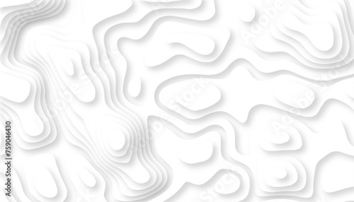 Abstract topographic papercut template background. Beautiful white relief texture background. Vector illustration.
