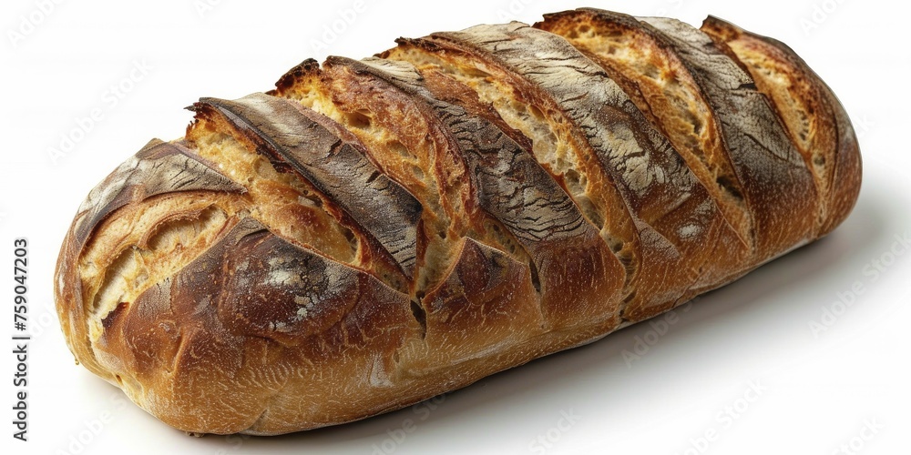 A rustic loaf of bread, isolated on a white background. A rustic loaf of bread, isolated on a white background.