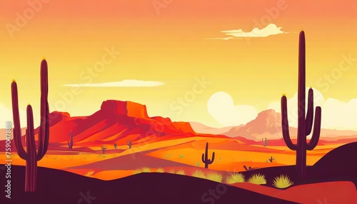 arizona desert landscape illustration background