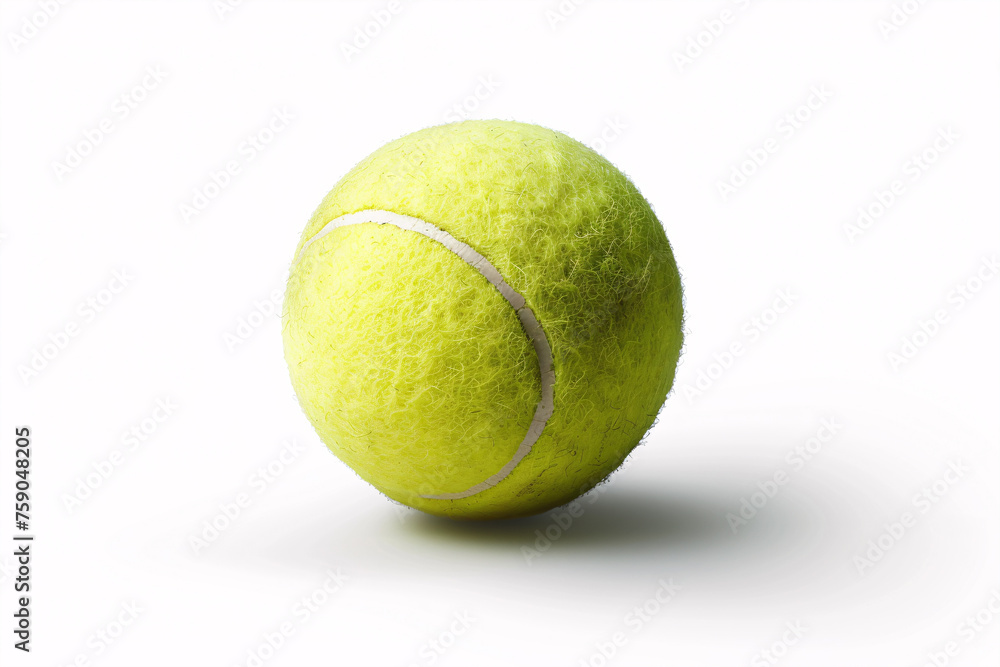Single tennis sports ball on white background.