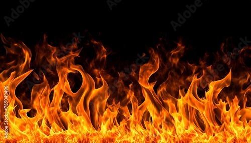 ai generated texture of fire on a black background fire flame burning fire on a dark area fire background fire frame fire flames background