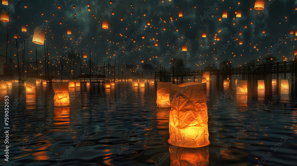 The Lantern Floating Ceremony, practiced in various cultures, involves