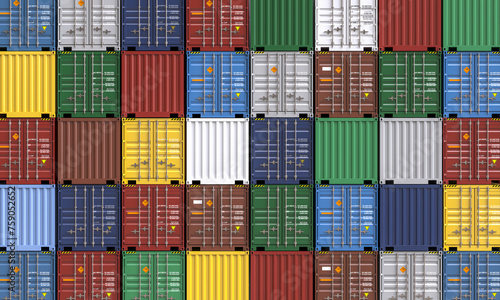 Colorful stack of shipping containers © tiero