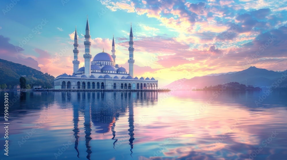 Obraz premium Calm and Serene Mosque Landscape