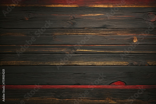 black and red and yellow and gold dark wood wall wooden plank board texture background with grains and structures