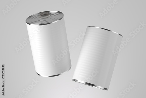 Food can mock up. Can food template on studio background