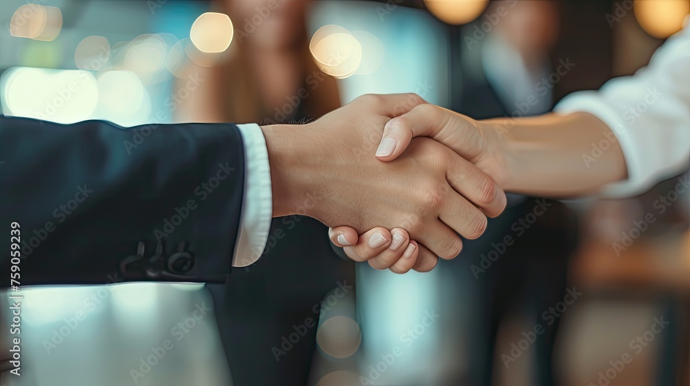 Close up handshake in office. Successful business men and women shaking hands during meeting. Close up handshake in office. Successful business men and women shaking hands during meeting.