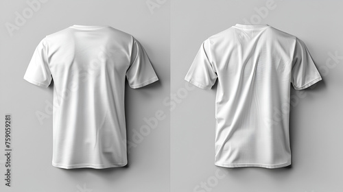 White T-Shirt front and back, Mockup template for design print, T-shirt template, T-shirt mockup. White blank t-shirt front and back, Generative Ai 