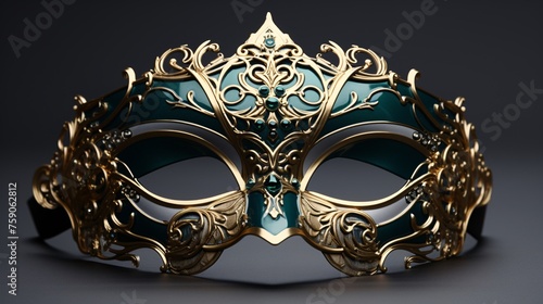 a mask with gold trim and gems