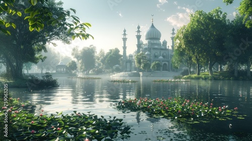 Peaceful Mosque Vista Tranquil and Peaceful