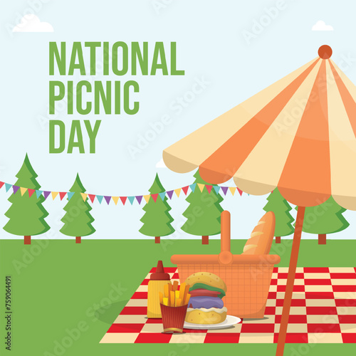 National Picnic Day design template good for celebration usage. vector eps 10. flat design. picnic vector illustration.
