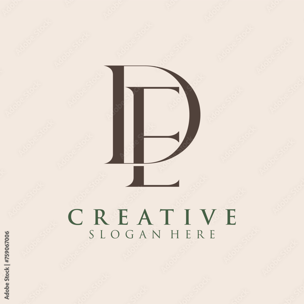 Luxury Initial DE Monogram Text Letter Logo Design