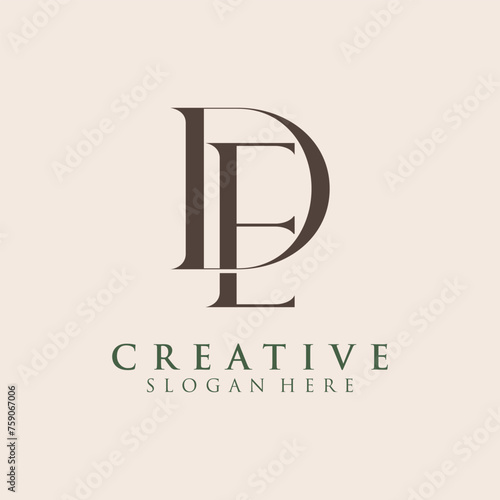 Obraz na płótnie Luxury Initial DE Monogram Text Letter Logo Design w salonie