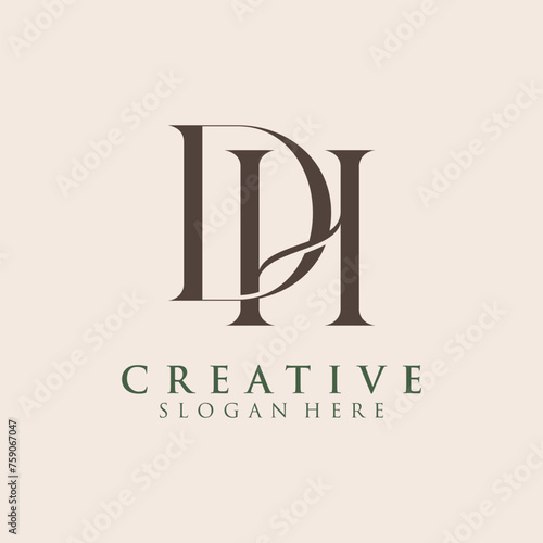 Luxury Initial DH  Monogram Text Letter Logo Design