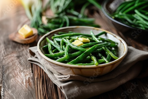 Bowl of Green Beans with Bu...