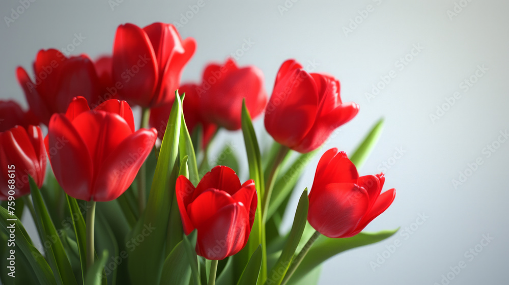 Red tulips bouquet background