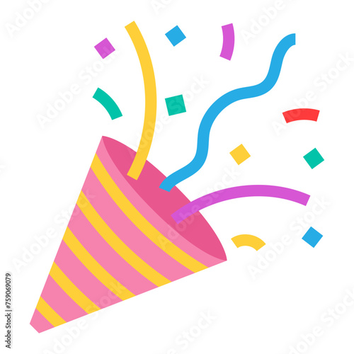 pink and yellow party popper flat style illustration