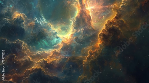 Celestial Being Taking Shape in Swirling Nebula  A Stunning Digital Art Perspective