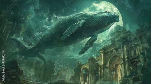 Ghostly Whale Haunts Forgotten Civilization s Moonlit Tomb