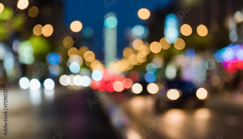 Abstract blurred city lights. Night traffic bokeh.