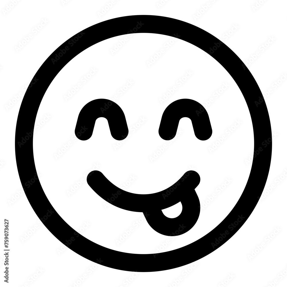 Savoring food emoji icon in simple line vector style Savoring food emoji icon in simple line vector style