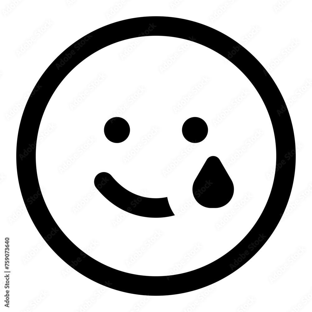 Fototapeta premium Tear smile emoji icon in simple line vector style