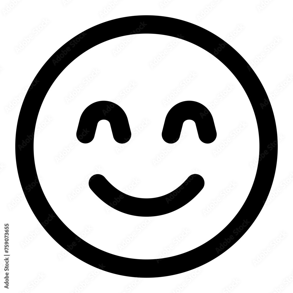 Happy emoji icon in simple line vector style Happy emoji icon in simple line vector style