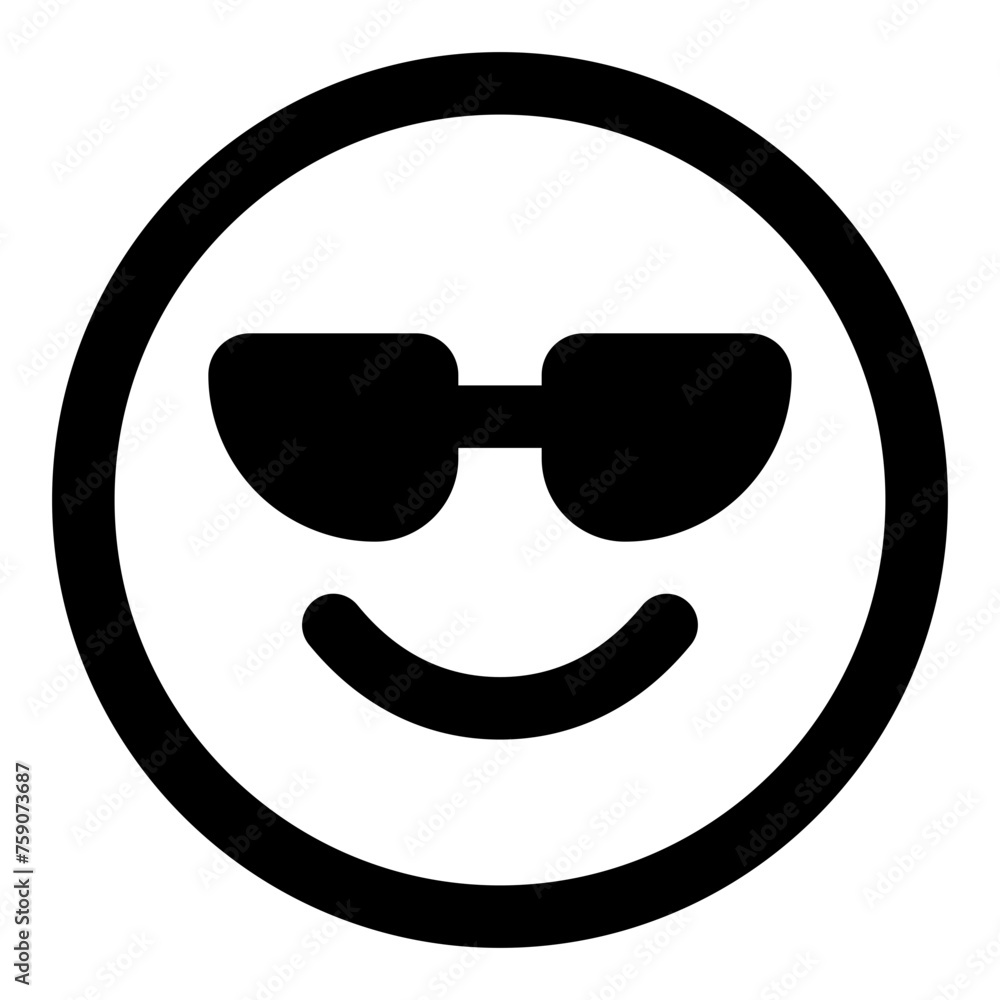 Sunglasses emoji icon in simple line vector style Sunglasses emoji icon in simple line vector style