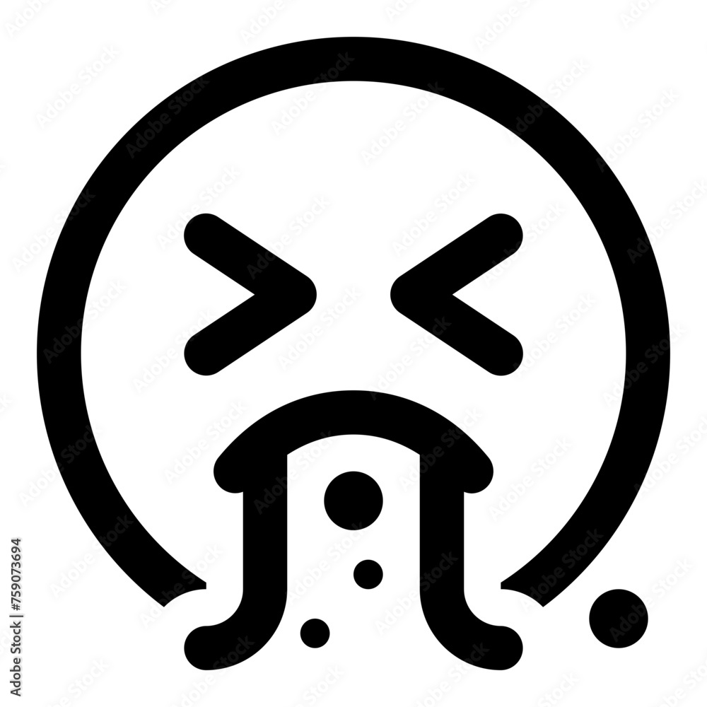 Fotografie Vomit emoji icon in simple line vector style