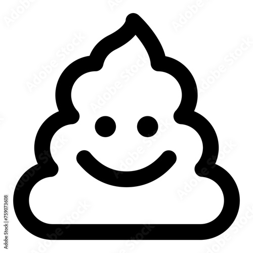 Poo emoji icon in simple line vector style
