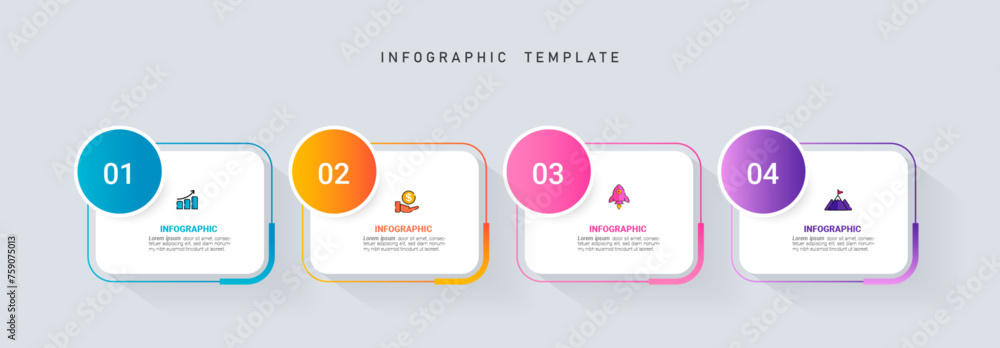 Infographic elements design template, business concept with 4 steps. Vector  - obrazy, fototapety, plakaty 