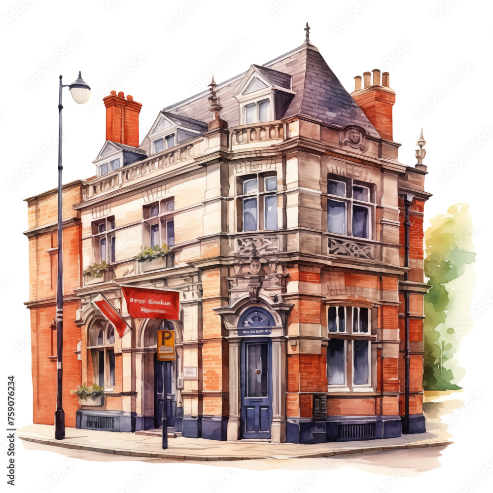 English Post Office watercolor