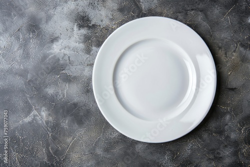 Elegant White Plate Ready for Culinary Masterpieces, Top View