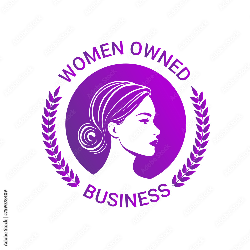 Women Owned Logo. Women Owned vector logo design. Women Owned business logo, Women owned badge, Women owned business icon