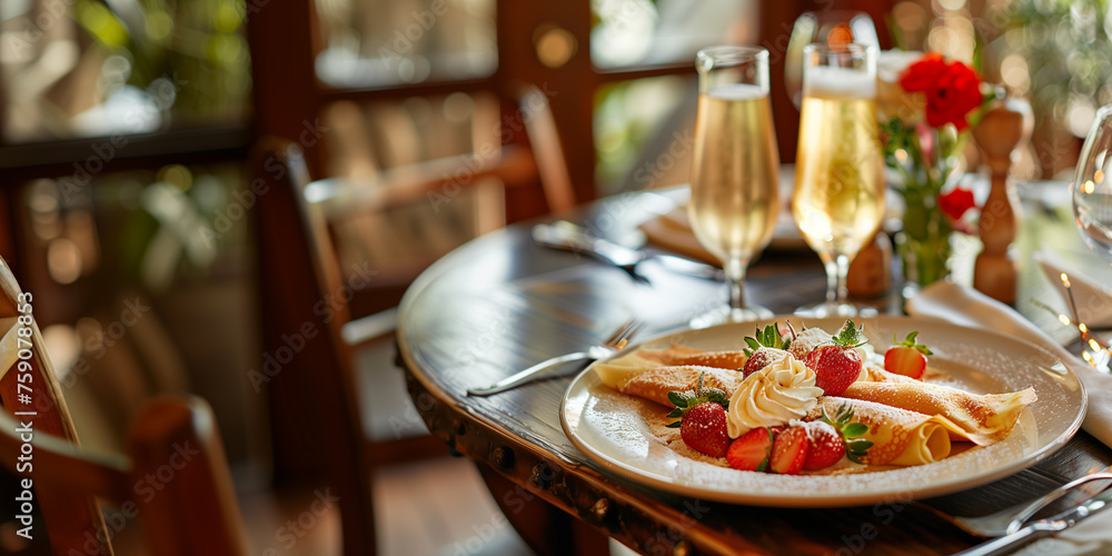 Brunch with Strawberry Crepes Brunch with Strawberry Crepes