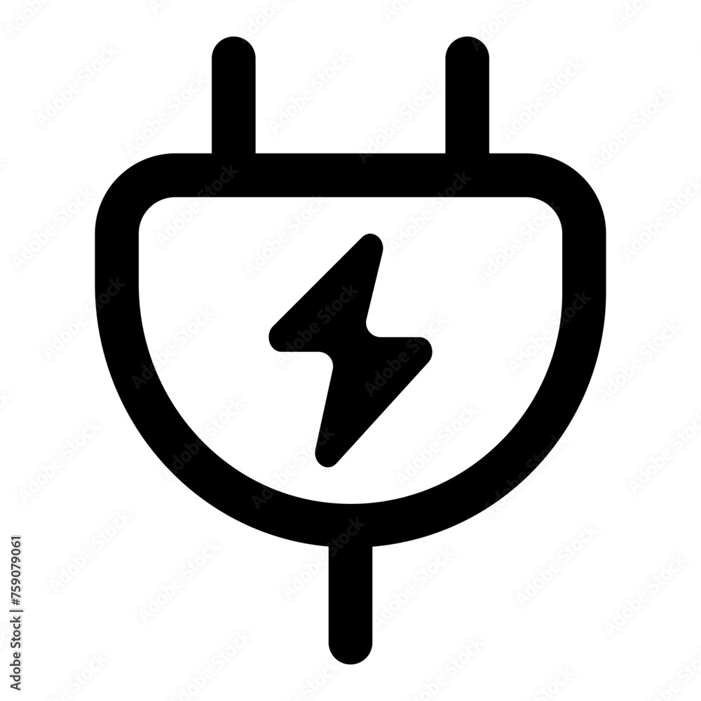 Obraz premium Electric plug charging icon in outline style. Simple charger vector illustration — pixel-perfect icon.