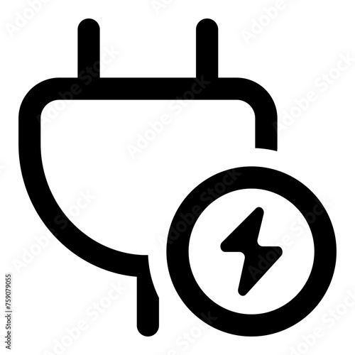 Electric plug charging icon in outline style. Simple charger vector illustration — pixel-perfect icon.