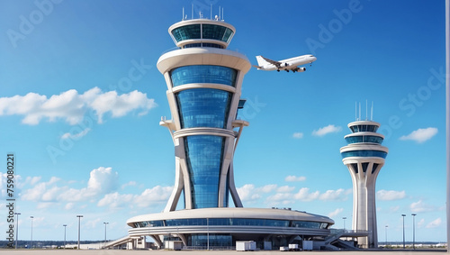 Air traffic control tower in the airport