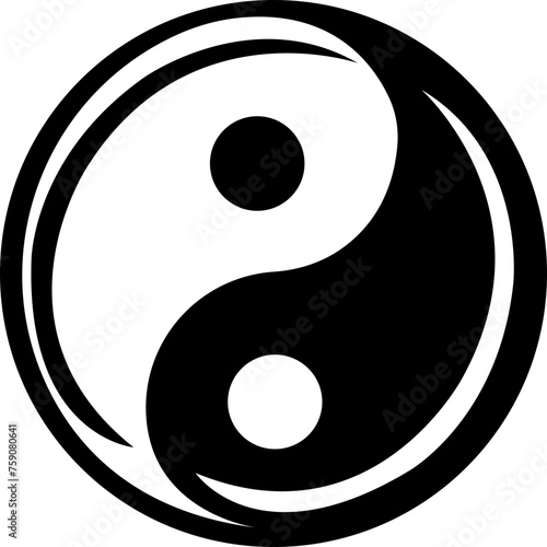 Ying yang symbol for balance and harmony flat vector icon, Vector Design Elements. Black And White Yin Yang, isolated on transparent background, Logo of meditation, karma, buddhism and japan.