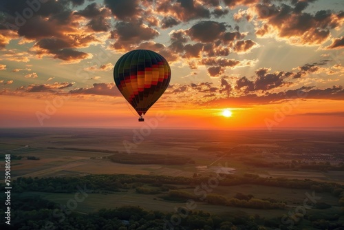 Hot air balloon soaring at sunset photography © SaroStock