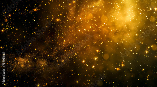 Abstract golden dust particles with sparkling bokeh effect, perfect for backgrounds