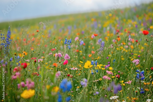Meadow filled with summer wildflowers photography