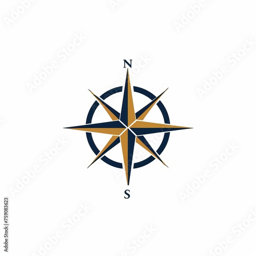 Elegant and Simple Vector Logo Featuring a Finely Crafted, Stylized Compass Rose Against a White Background