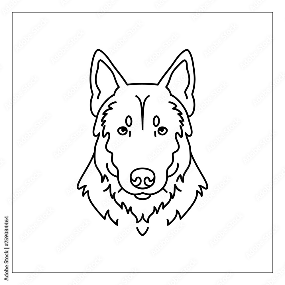simple minimal German Shepherd coloring page