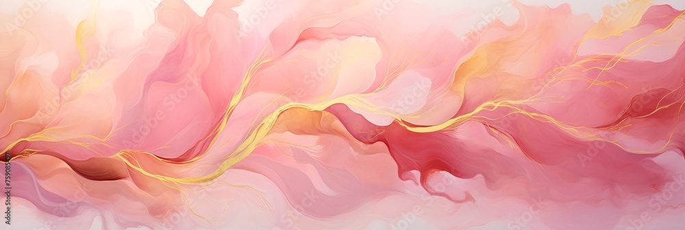 a pink and gold swirls
