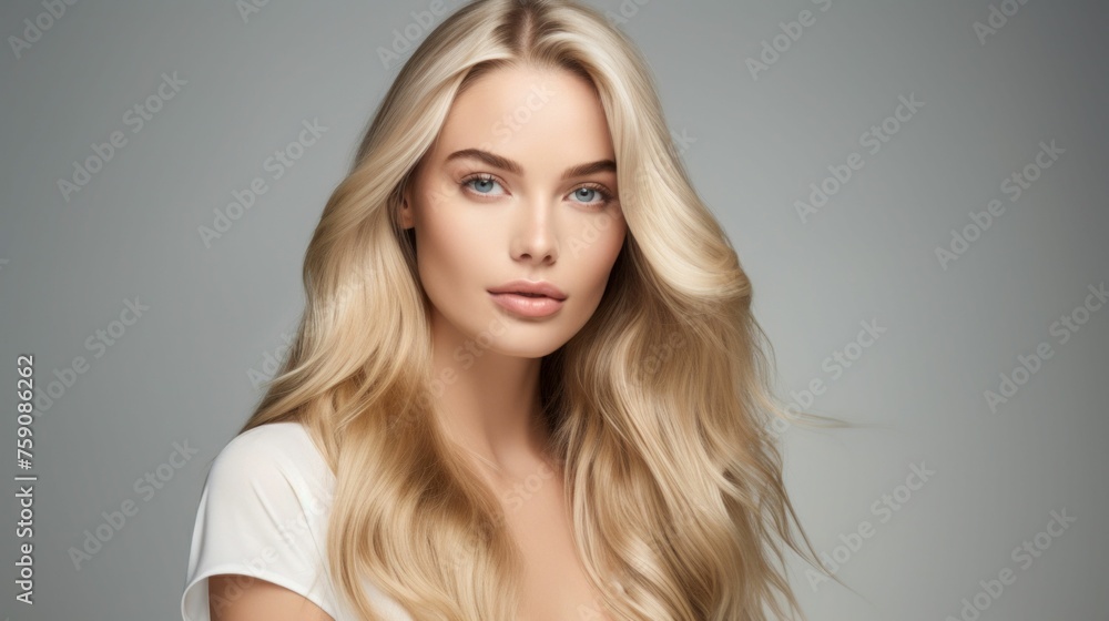 Elegant Blonde Woman with Luxurious Hair. Generative ai