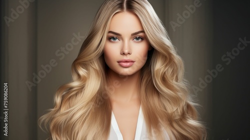 Elegant Blonde Woman with Luxurious Hair. Generative ai